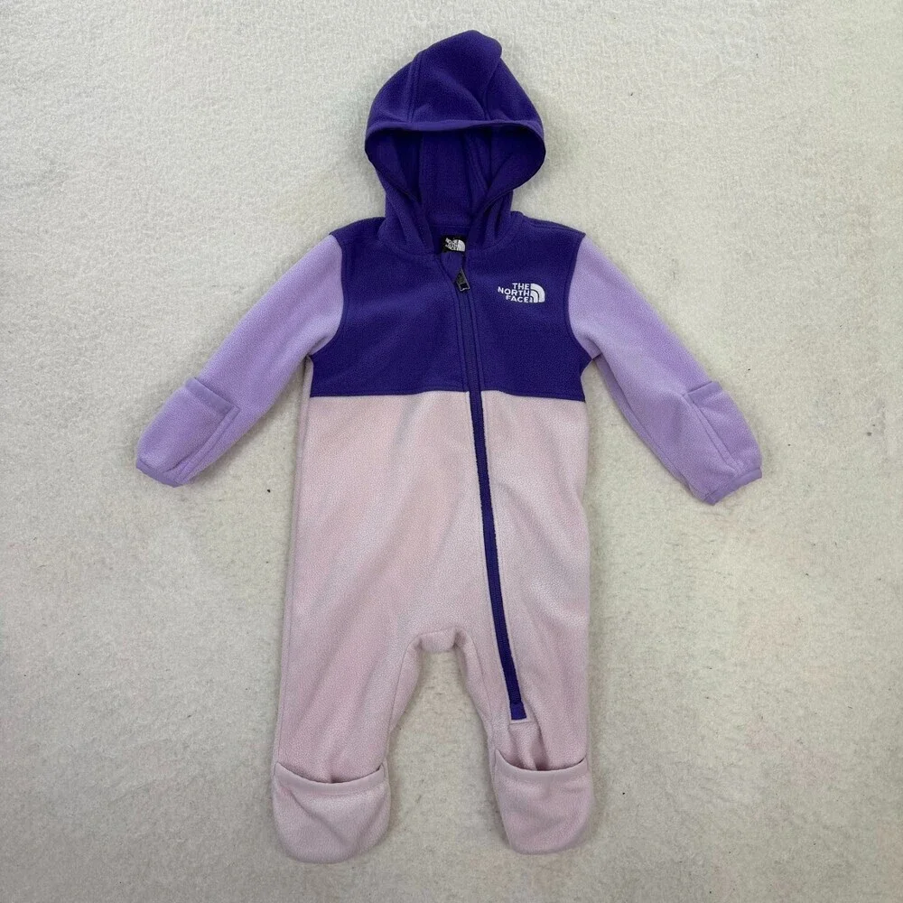 The North Face Glacier Peak Purple One-Piece Fleece Suit 3-6M